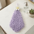 thumbnail image 5 of REGALWOVEN 2 Pack Cute Flower Chenille Hanging Hand Towels, Soft Absorbent, Quick Dry Decorative Towels for Kitchen, Bathroom Purple 12" x 12", 5 of 6