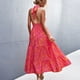 thumbnail image 3 of Vestido largo sin espalda para mujer Ticfox vestido de verano con cuello halter cruzado estampado floral, 3 of 6