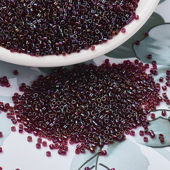 MIYUKI Beads Cylinder Japanese Seed Beads 11/0 (DB1751) Red Lined Topaz AB 1.3x1.6mm Hole: 0.8mm about 2000pcs/10g