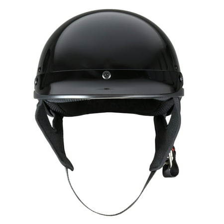 FUEL Adult Motorcycle Half Helmet, Dot Approved, Gloss Black, Medium