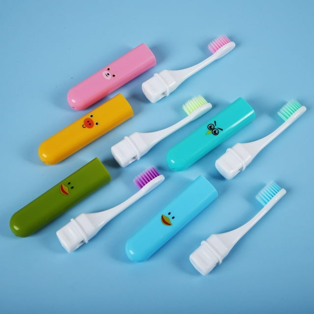 Kid-Friendly Foldable Travel Toothbrush for Ages 3-12 – Soft Bristles, Toy-Shaped Design, Portable & Compact, Single Pack, Durable Material, Promotes Independent Brushing, Gentle on Gums, Sky Blue