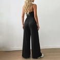 thumbnail image 4 of ZHOGXU Women's Jumpsuit Sleeveless Suspenders Solid Color Wide Leg Comfortable Fashion Romper For Everyday Wear,Black,L, 4 of 6