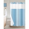 thumbnail image 6 of No Hook Shower Curtain with Snap in Liner, Minimalist Light Blue Gradient Texture Waterproof Bath Curtain Double Layers with See Through Top Window, Modern Monochrome Art Shower Curtains 36x72in, 6 of 9