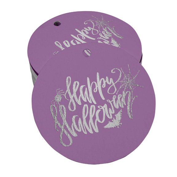 Inkdotpot Real Silver Foil Happy Halloween Halloween Tag Favor Hang Paper Tag 50 Piece