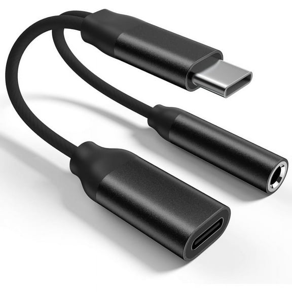 Dual USB C Headphone and Charger Adapter, 2-in-1 Type C Audio Adapter with Fast Charging, USB C Splitter Dongle Cable Cord for 15 Series, Samsung Galaxy S22/21/20/Note 20,Pixel 4/3/2/XL