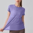 thumbnail image 6 of DeHolifer Open Back Workout Tops for Women Loose Fit Athletic Crop Tee Short Sleeve Gym Running Yoga Shirt Purple M, 6 of 8