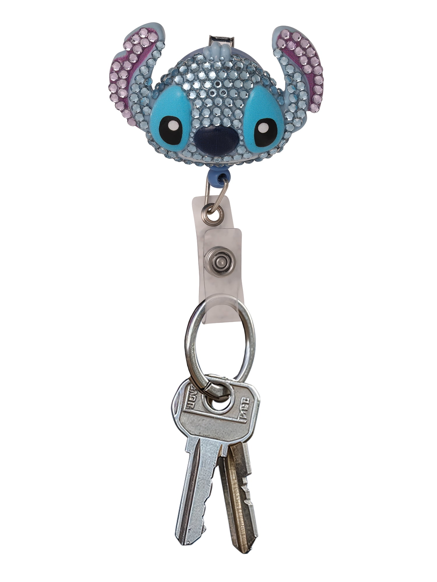 Disney Stitch Retractable Badge Reel with Crystal Accents and Alligator Clip