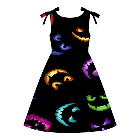 Kids Halloween Dress Long Sleeve Cute Print Tulle Dresses Casual Soft Holiday Party Fall Winter Outfit