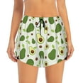 thumbnail image 2 of Xecao's Green Avocado for a double-layer running short for women, perfect for gym, tennis, and more, featuring a convenient pocket., 2 of 9