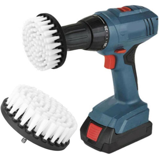 Paquete de 2 cepillos de limpieza para taladro, 5 pulgadas, ideal para coche, alfombra, piso, ba?o, inodoro, cocina, mármol, superficie de cerámica