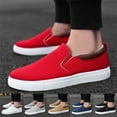 thumbnail image 1 of Chaussures Décontractées pour Hommes Mode Couleur Unie Toile Semelle Plate Confortables Chaussures de Course Décontractées Espadrilles pour Hommes Rouge 40, 1 of 9