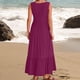 thumbnail image 4 of Vestido sin mangas de verano para mujer: vestido largo informal con cuello cuadrado, plisado y bolsillos, elástico y transpirable, adecuado para ocasiones informales, playa, fiestas y más., 4 of 8
