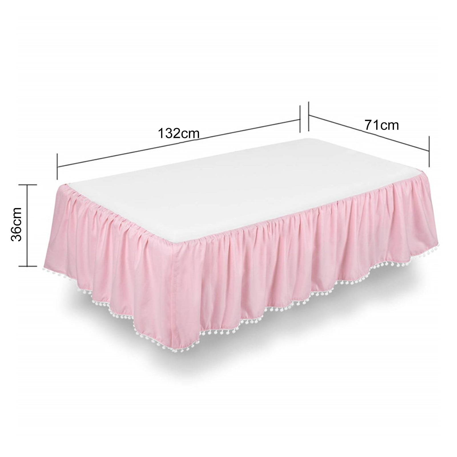 Pnellth Plush Ball Ruffled Crib Skirt Toddler Adjustable Elastic Bedding Crib Ruffle Bed Skirt Baby Boys Girls Bed Cover