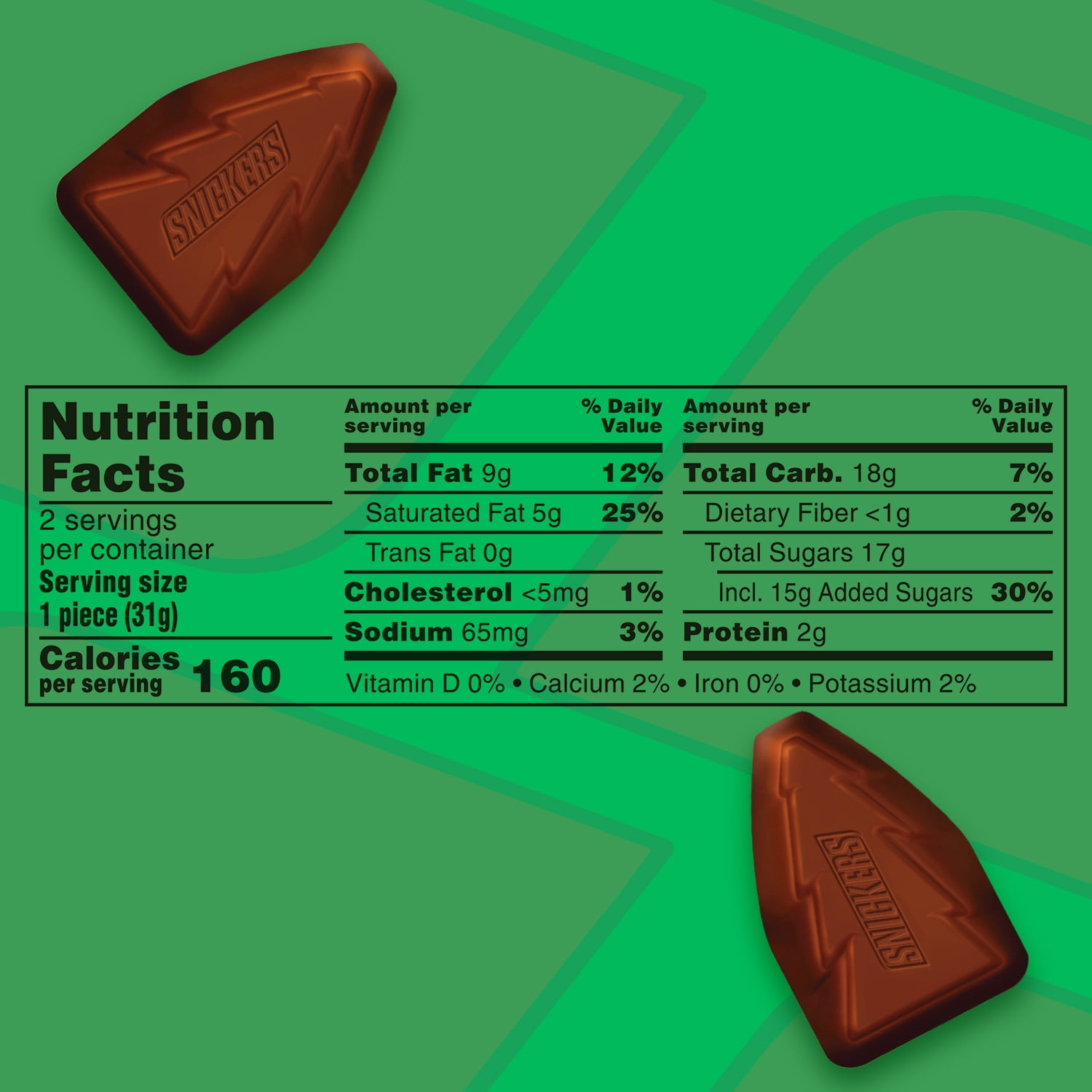 (2 pack) Snickers Trees Christmas Candy Chocolate Bars, Share Size - 2.2 oz pack