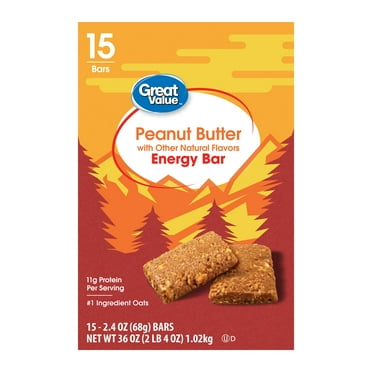 Great Value Energy Bar, Crunchy Peanut Butter, 2.4 oz, 15 Count