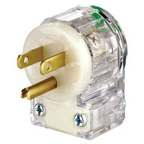 Leviton 8215-CAT 15 Amp Angled Hospital Grade Plug, 125V, 5-15P, Transparent