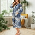 thumbnail image 2 of FOR U DESIGNS Blue Gold Marble Print Womens Nightgown Soft House Dresses for Women with Pockets, Lightweight Elastic Fabric Robes for Women Zipper Mumu Dress, L, 2 of 8