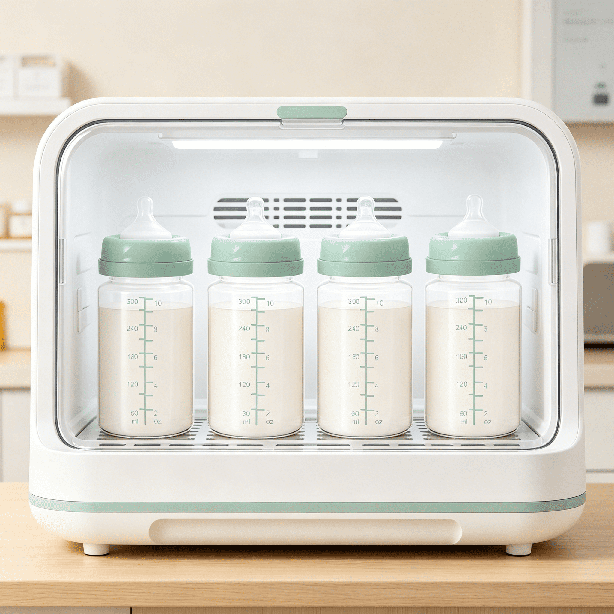 XIRQI 2026 New 10Oz Breast Milk Storage Bottle,Collection Bottle Container for Fridge,Pumping Bottles Compatible with Wide Neck Flange for Home,Daycare,Travel,Hospital,4Pcs