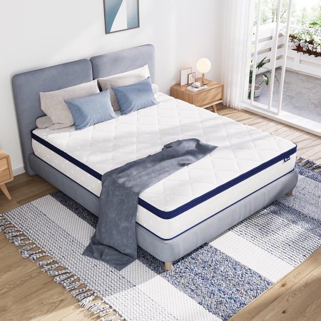 ZenZone King Mattress, 12 Inch King Mattresses in a Box, Hybrid King Size Mattresses with Comfort Foam and Pocket Coils for Pressure Relief & Motion Isolation