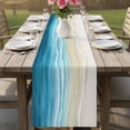 thumbnail image 4 of Teal Summer Beach Table Runner 72 Inches, Coastal Nautical Seaside Ocean Bed Runner Dresser Scarves Tabletop for Indoor Outdoor Parties/Ceremony/Banquet, 13" x 72", 4 of 8