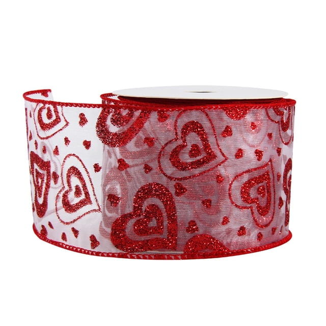 Cintas para el Día de San Valentín, cinta para coser, manualidades DIY, cintas para envolver de 1 1/2 pulgadas de ancho, cinta con forma de corazón , Fondo transparente