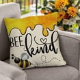 thumbnail image 5 of Summer Bumble Bee Happy Bee Kind Decorative Throw Pillow Covers 18 x 18 Set of 4, Spring Black White Buffalo Plaid Honey Cushion Case Decor, Welcome to Our Home Farmhouse Decoration, 5 of 6