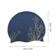 thumbnail image 4 of Unique Bargains 1 Pc Silicone Waterproof Lotus Print Swim Cap Navy Blue Yellow, 4 of 5