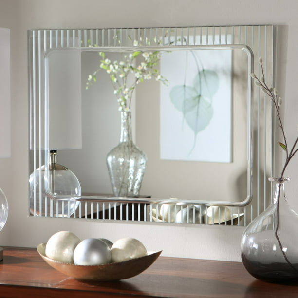 Grooved Frameless Deco Wall Mirror, Big Fancy Wall Mirrors