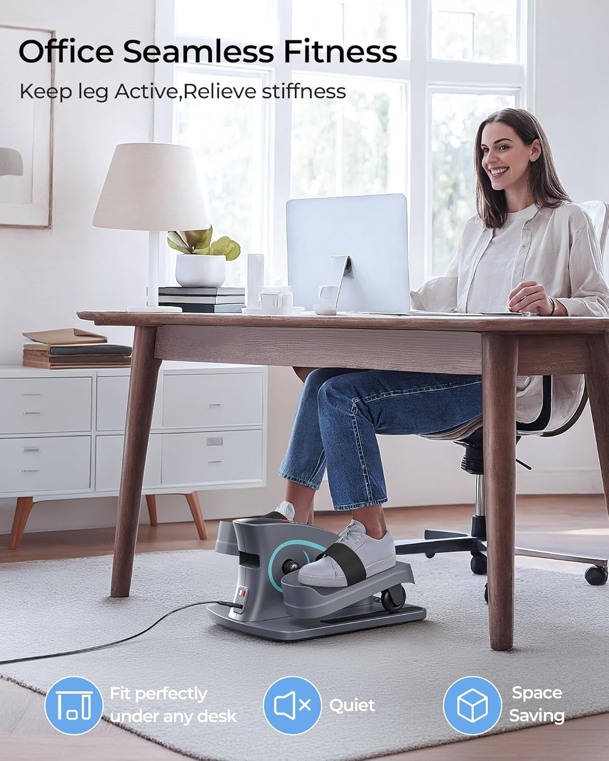 UPGO Under Desk Ellipticals Electric, Elipse Leg Exerciser for Seniors Fully Assembled, Seated Pedal Exerciser with Remote Control & Non-Slip Pedals