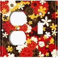 thumbnail image 4 of Metal Light Switch Plate Cover Japanese Flower Pattern Green Wallpaper  FLW040, 4 of 13