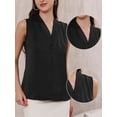 thumbnail image 2 of DARING DIVA Women's Satin Tank Top Sleeveless V Neck Business Satin Work Blouse M Black, 2 of 6