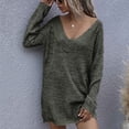 thumbnail image 5 of JINMGG V Neck Sweaters for Women Fall Winter Clearance,Women's Long Sleeve Solid Color Knitted Loose V Neck Sweater, 5 of 7