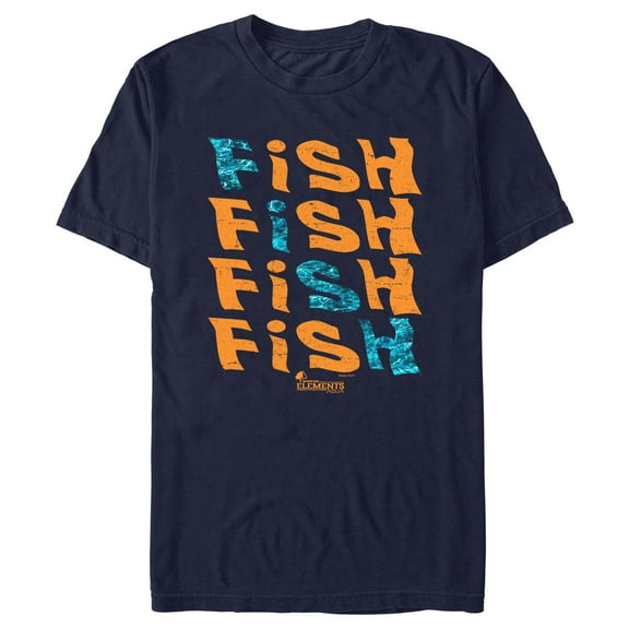 Men's Mossy Oak Fish Text Stack Graphic Tee Navy Blue Large