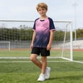 thumbnail image 3 of ITSAME Girls Athletic Outfits 2-Piece Quick-Dry T-Shirt & Shorts Football Training Sport Set Navy Size 5, 3 of 8