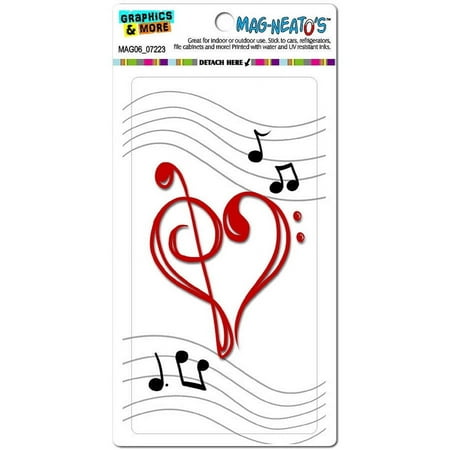 

Music Heart Love Treble Bass Clef Notes Staff White Automotive Car Refrigerator Locker Vinyl Magnet