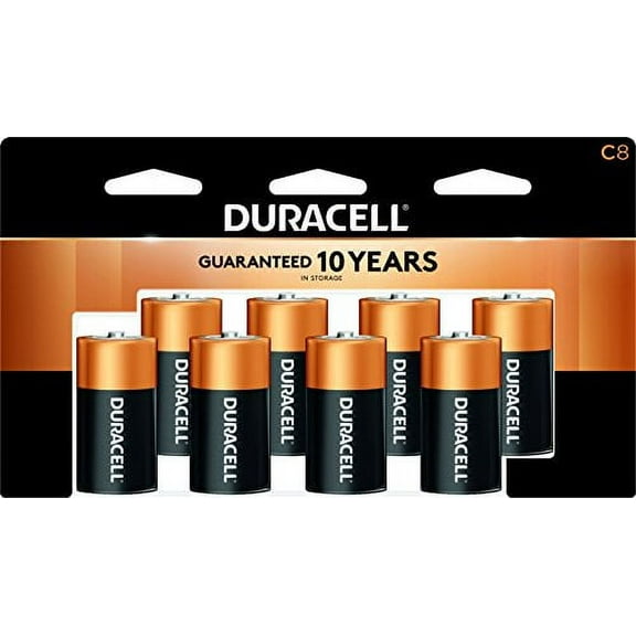 Duracell Copper Top C Alkaline Batteries with Recloseable Package Long Lasting, 8 Count, 2 Pack