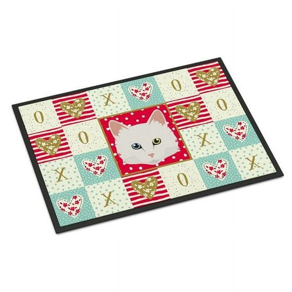 Carolines Treasures CK5175JMAT 24 x 36 in. Turkish Angora Cat Love Indoor or Outdoor Mat