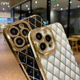 thumbnail image 2 of Funda de teléfono de silicona con marco chapado cuadrado de lujo para iPhone 14 Pro Max, 13, 12, 11, X, Xs, Xr, 7, 8 Plus, cubierta protectora de lente Fivean unisex, 2 of 2