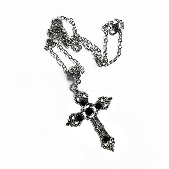Necvior Punk Baroque Cross Pendant Necklace Fashion Gothic Choker Necklace with Crystals