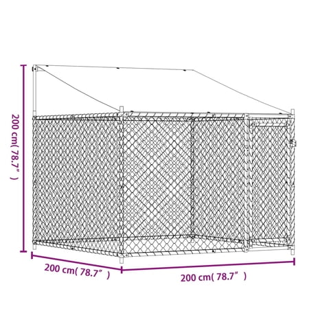 vidaXL 犬用ケージ ルーフ ドア付き グレー 2x2x2 m 亜鉛メッキ鋼動物 ペット用品 ペット用品 犬用品 犬小屋・ドッグラン 代引不可