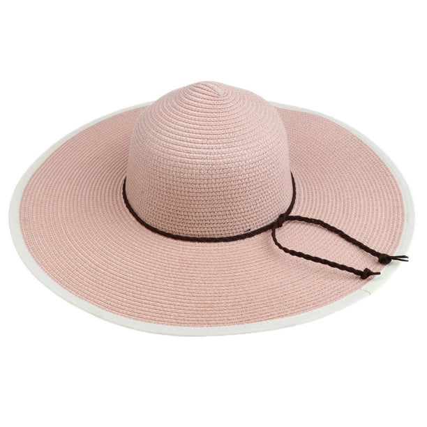 Summer Straw Sun Hat Floppy Wide Brim Outdoor Beach For Womens - Pink, as  described 
