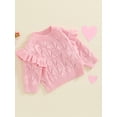 thumbnail image 3 of Suealasg Toddler Baby Girls Sweaters Ruffle Long Sleeve Crew Neck Knitted Pullovers 6M 1T 2T 3T Infant Girls Fall Winter Warm Clothes, 3 of 7