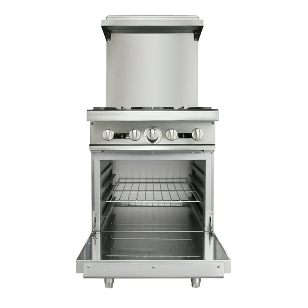 WMAOT 24" Commercial Gas Range Stove with 4 Burner ＆ 4.25 Cu.Ft