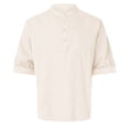thumbnail image 6 of Boys Tshirts Boys Henley Loose Fit Short Sleeve Shirt Solid Mandarin Collar Lightweight Casual Top Kids Beige 11 Years-12 Years, 6 of 6