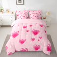 thumbnail image 2 of jejeloiu Pink Heart Loves 7-Piece Twin Bedding Sets,Kawaii Cute Pattern Bedding Comforter Set For Girls Reversible, 2 of 8