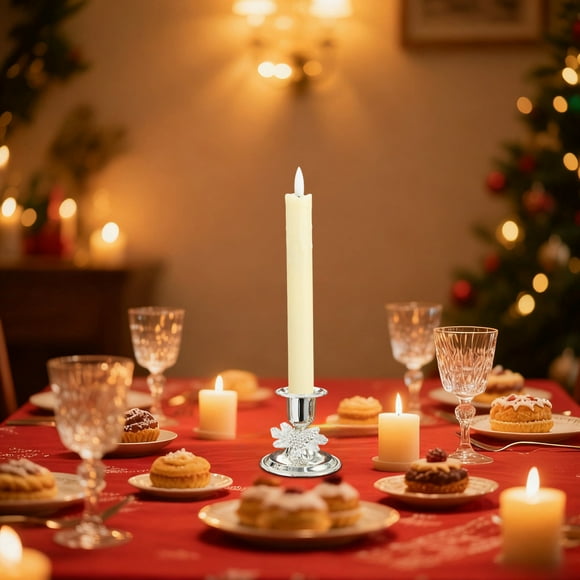 Eoozwa Christmas Iron Metal Candlestick Holder Gold Silver Finish for Romantic Table Decor Candlelight Dinner Centerpiece Holiday Home Decoration