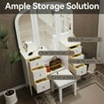 thumbnail image 2 of Yardi Yarda Antique Makeup Vanity Desk with Triple Mirror, 6-Drawer Dressing Table Set with Stool, Full Length Mirror for Indoor, White, 2 of 20