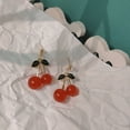 thumbnail image 3 of Pendientes de fruta ligeros y creativos hechos a mano, chapados en oro de 18 quilates, pendientes colgantes con borlas de cereza dulces y encantadoras para mujeres y niñas JM, 3 of 6