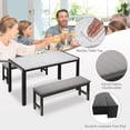 thumbnail image 4 of PORKISS Dining Table Set for 4, 3-Piece Kitchen Table Set with 2 Benches, Dining Room Table Set with Metal Frame, Breakfast Nook Furniture Set for Home Cafeteria Bar Dining Room, Gray and White, 4 of 8