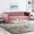 thumbnail image 2 of Karimah Modern Velvet 3 Seater Sofa, Blush and Dark Brown, 2 of 12